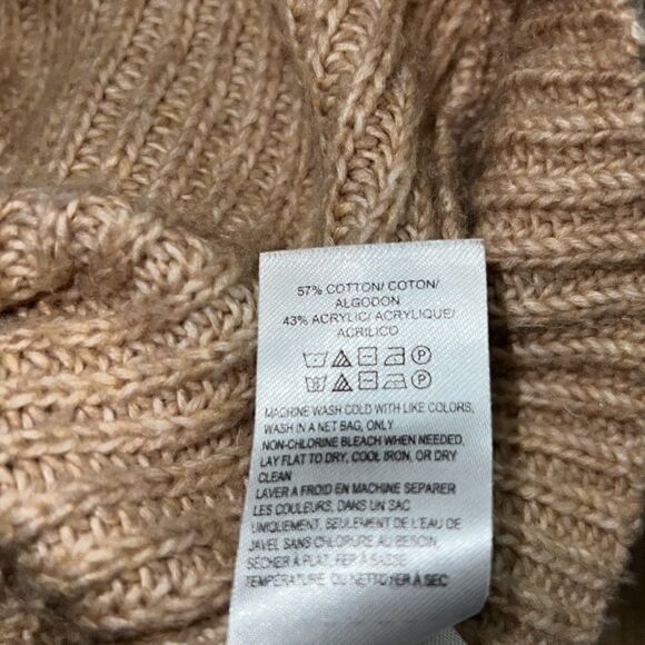 Lucky Brand V-Neck Pullover Sweater Tan Knit Neutral Chunky Long sz M Medium - Picture 4 of 8